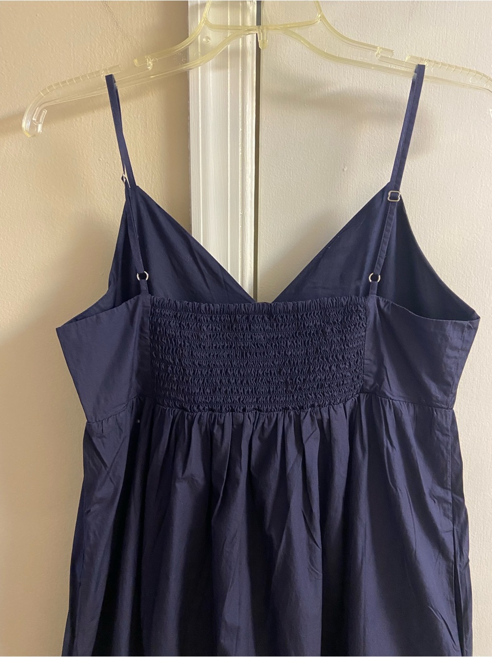 Quince Navy V-Neck Spaghetti-Strap Midi Dress Orgaic Cotton Small NWT - Picture 6 of 8